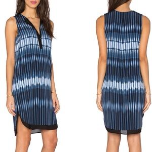 Vince Dress Women's Blue Tie Dye Double Layer Silk Shift Sleeveless V3254-50634